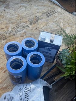 24 rolls of blue Painters tape , 2 Rosin Paper Rolls, Gallon of Acetone