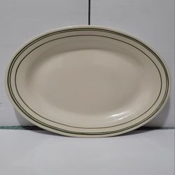 Since 1847 World Ultima China VIC-19 7 American Ivory Oval Plate W/ Green Band 6 PCS