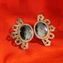 Vintage Mirrored Clip On Earrings Fun And Large