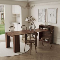 Modern Extendable Dining Table · Walnut with Storage