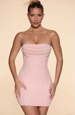 Strapless Cowl Neck Mini Dress Blush Size 0