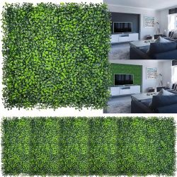 20" X 20" X 8 Pcs DOPGIB green Grass Plants Wall Decor Faux 