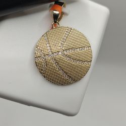 Gold Vermeil Over Solid 925 Sterling Silver Moissanite Basketball 🏀 Pendant .75 Carats