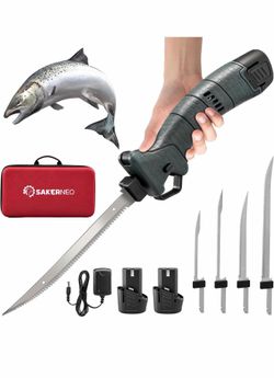 Electric Fillet Knife for Fish - Cordless Fillet Knife with 7-Inch 9-Inch 10-Inch Steel Blades, Dual Battery Fillet Knife Set, Electric Fish Fillet Kn