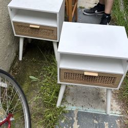 Two nightstand end tables wood