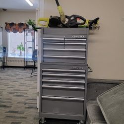 Husky toolbox with some tools 