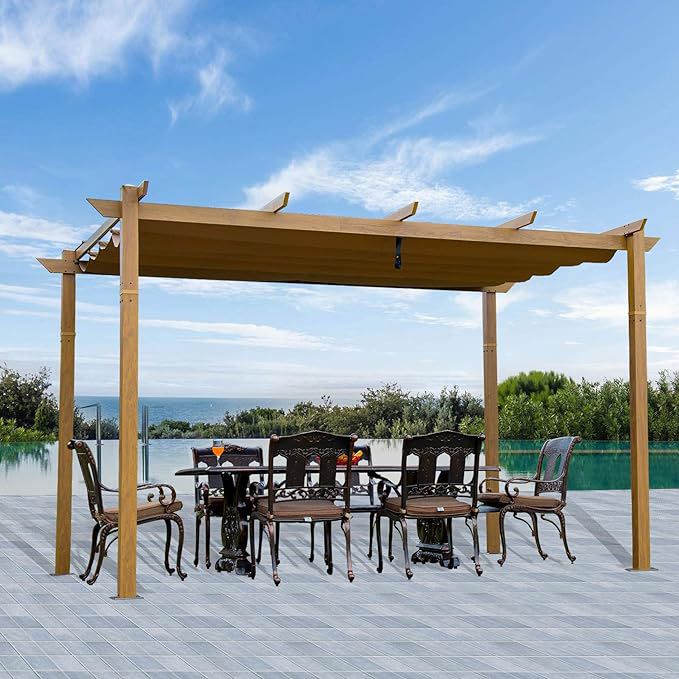 Sealed Outdoor living 10’x13’ Retractable Pergola Tent With Sunshade