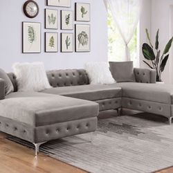 Brand New Gray Double Chaise Sectional