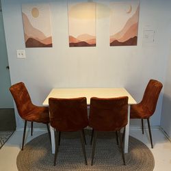 Kitchen Dining Table, Chairs, Area Rug, Wall Art