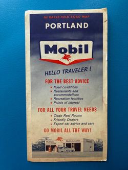 1959 Mobil Portland Oregon Travel Map