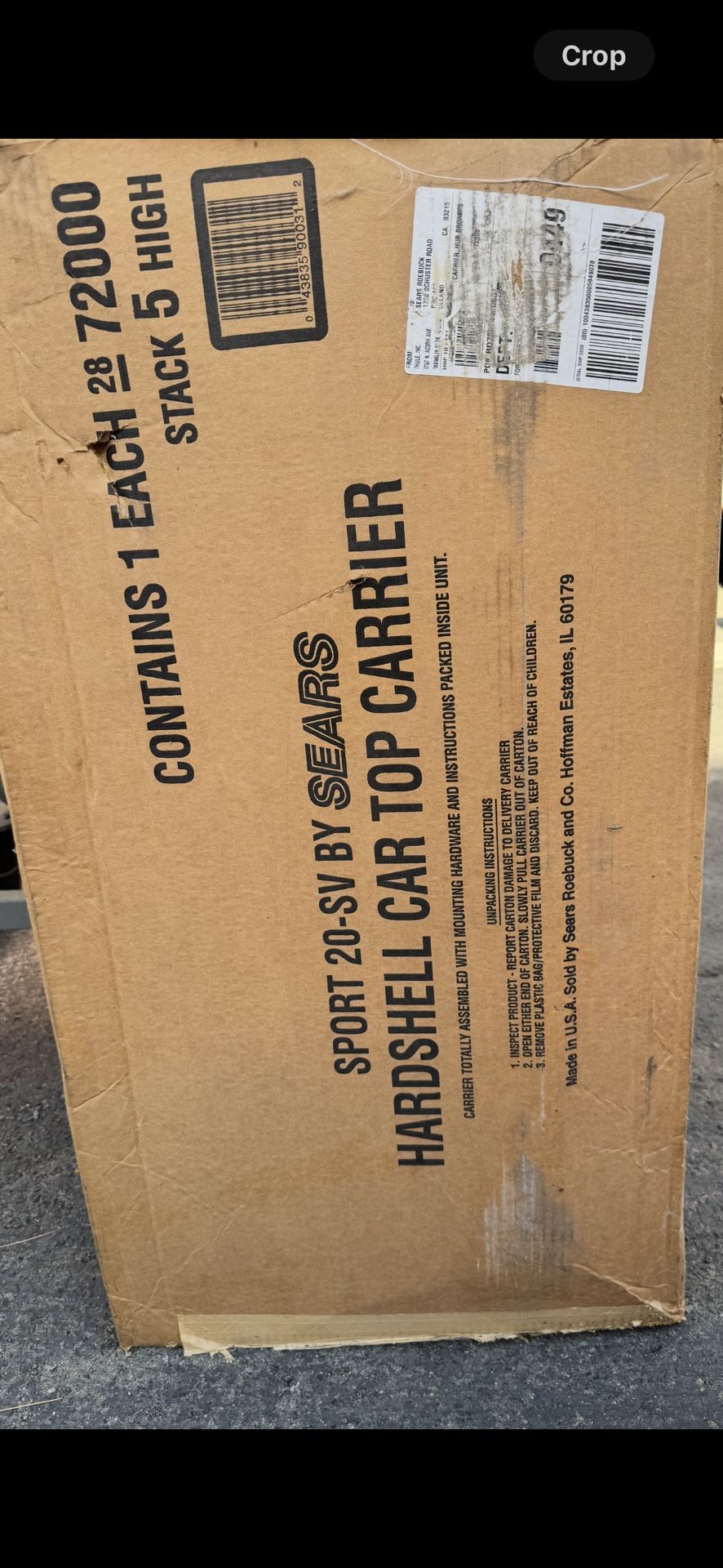 Sport 20-SV, Sears HardShell Car Top Carrier (New)