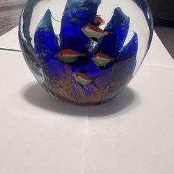 Double sides Fish Murano Style Glass Aquarium Sculpture Fish Paperweight 3/14”