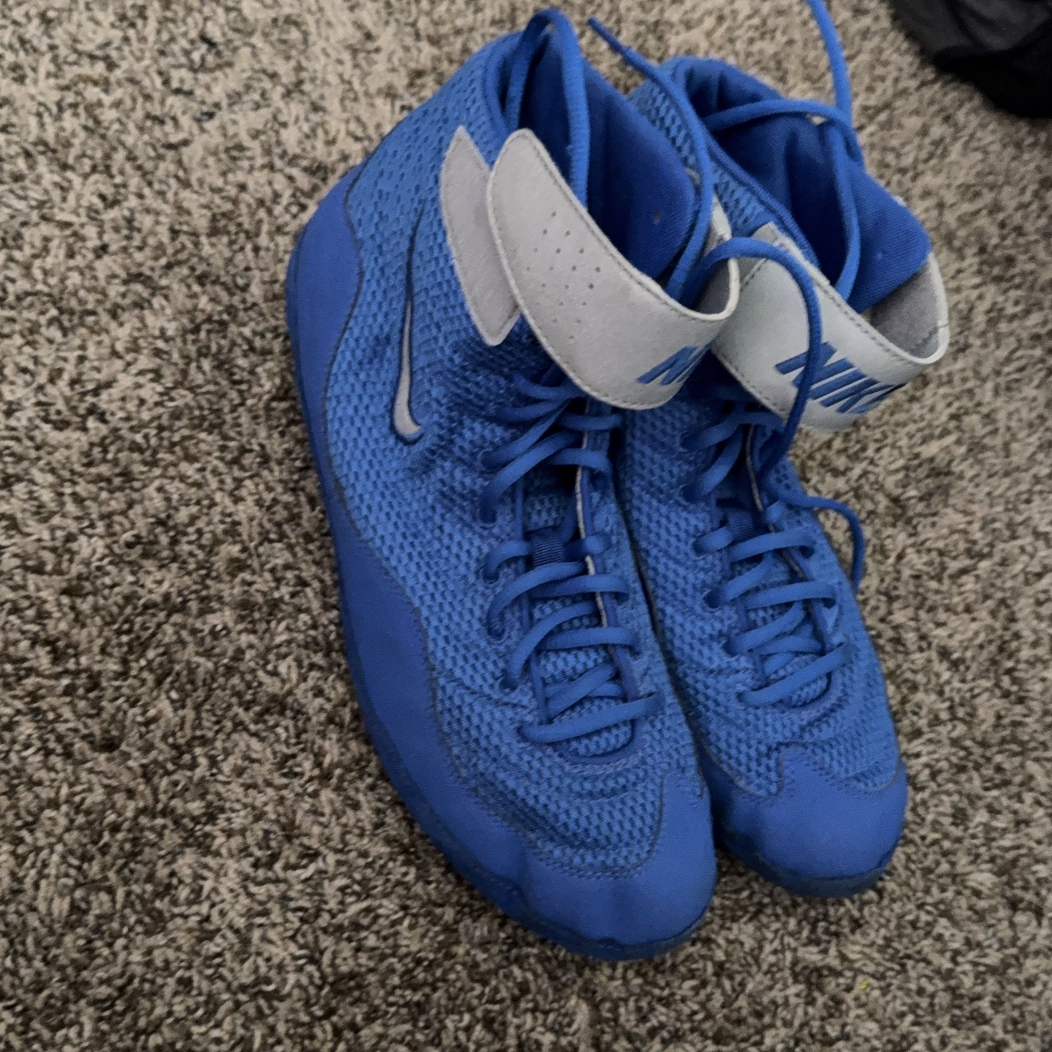 Blue Nike High Top Wrestling Shoes