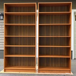 Pair of Tall Vintage Teak Danish Modern Bookcases – 76" Tall