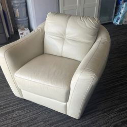 Cream Leather Big Chair