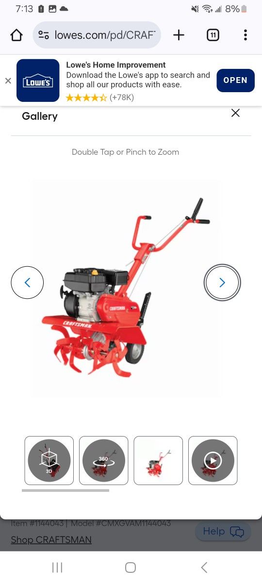 Craftsman Tiller 208 Cc