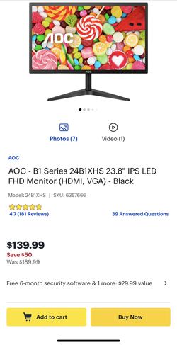 Udsøgt Vent et øjeblik Fremmedgørelse AOC B1 series 24B1xhs 23.8” LED monitor for Sale in Knoxville, TN - OfferUp