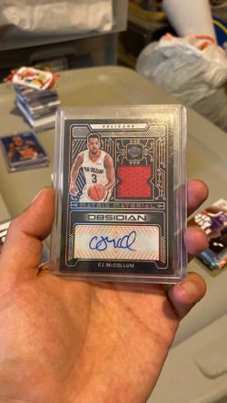 CJ McCollum 2021-22 Panini Obsidian Orange Patch Auto /35 SP