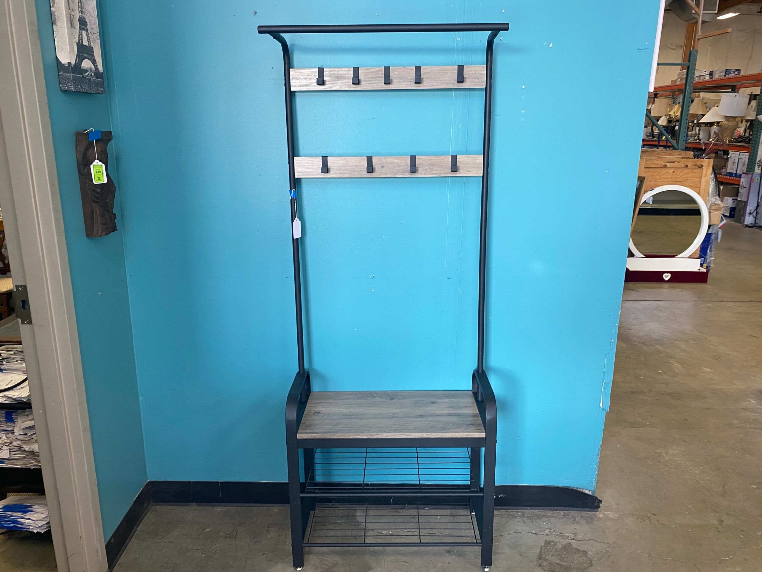Hallway Coat Rack with Bench Seat