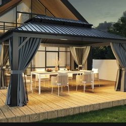 Curtain, screen, track and hardware for 12 X16 outdoor cabana/ gazebo