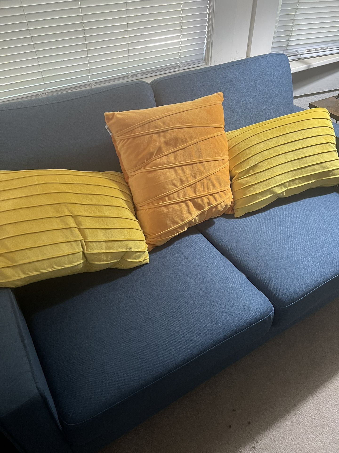 Blue Loveseat With Pillows