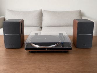 Audio-Technica - AT-LP70X-BZ Fully Automatic Belt-Drive Turntable - Black/bronze + Speakers