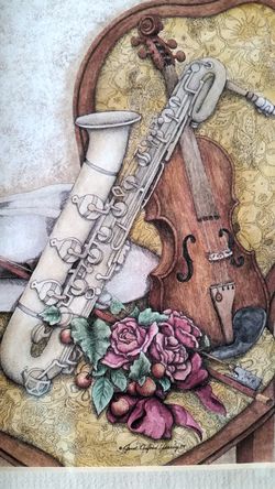 "Baritone Saxophone & Violin" - framed accent print