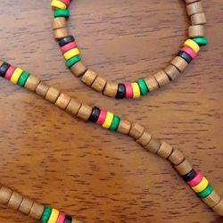 Rasta Necklace and Bracelet Set