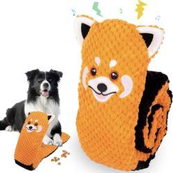 Dog Enrichment Toys,Red Panda Stuffed Animal Toys for Puzzle and Foraging Instinct Training Game,Squeaky Snuffle Toys for Small/Medium Dogs