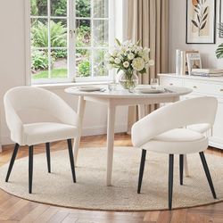 Modern Dining Chairs Set of 2, Beige/Whiskey Brown