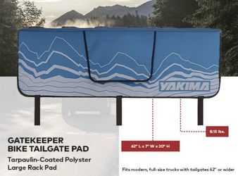 New in Box Yakima GateKeeper Cascade Blue Full Size Truck Bed Large Tailgate Bike Pad