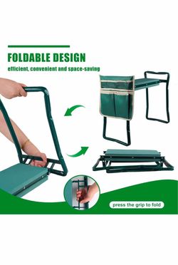 Garden Kneeler and Seat with EVA Foam Pad - Sturdy & Lightweight Foldable Gardening Bench Stool with Tool Bag Pouch, Practical Outdoor Kneeling and Si