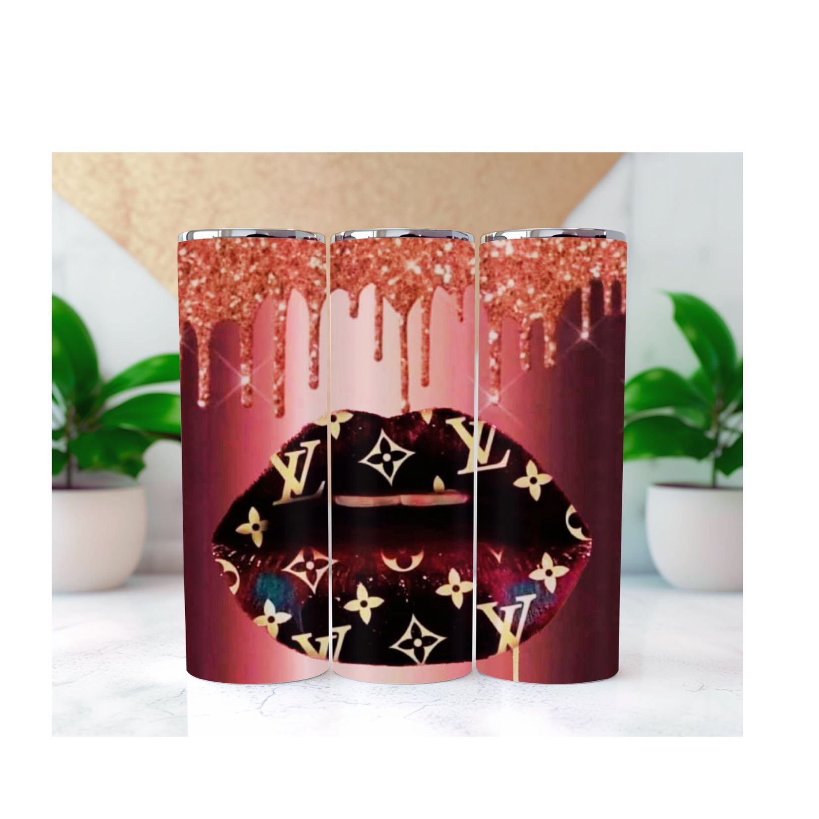 Louis Vuitton Dripping Lips In Glitter” Custom 20oz Tumbler with Slide Lid  & Straw for Sale in San Antonio, TX - OfferUp