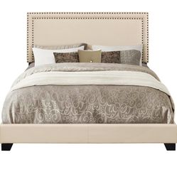 Queen Size Bed With Nail Head Accents Like New 