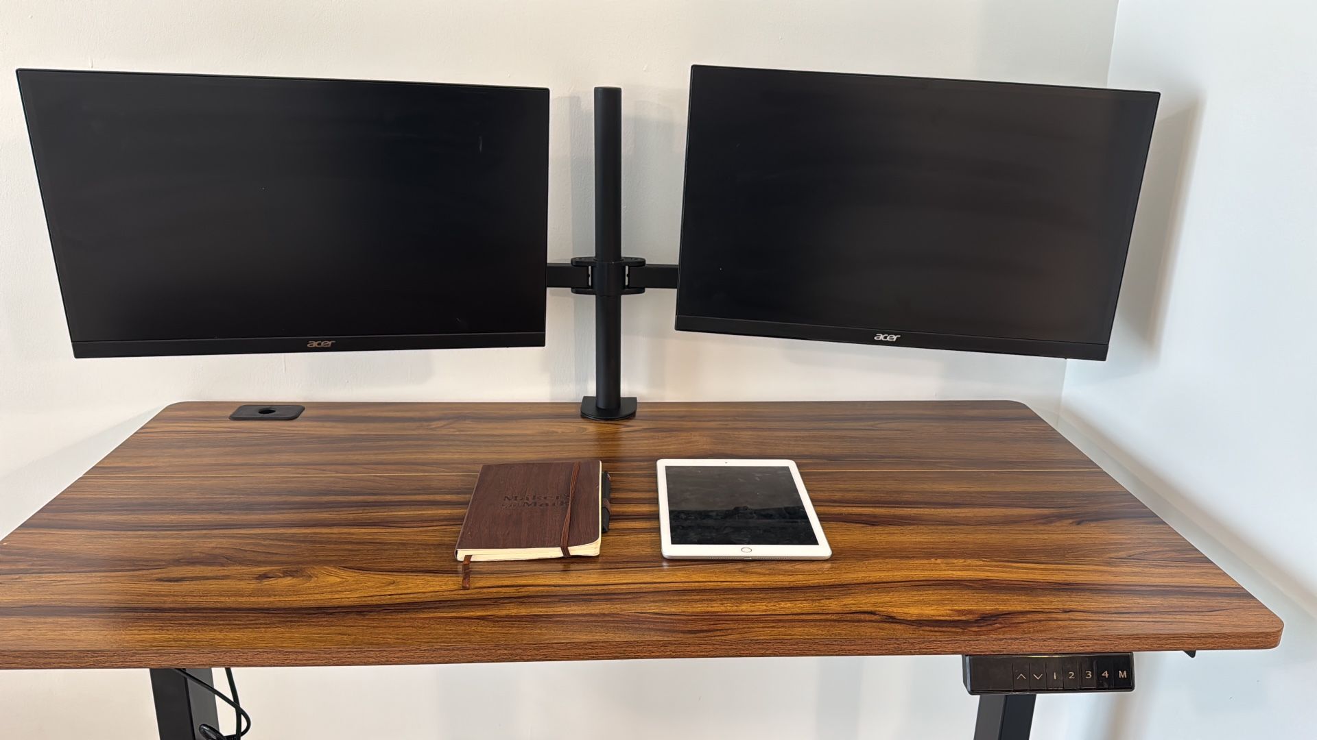 Retractable Desk With 2 ACER Monitors