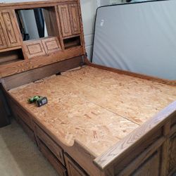 Queen Size Captain Bed.  We Are Keeping Mattress, Drawers Still Work ,lots Of Storage Space