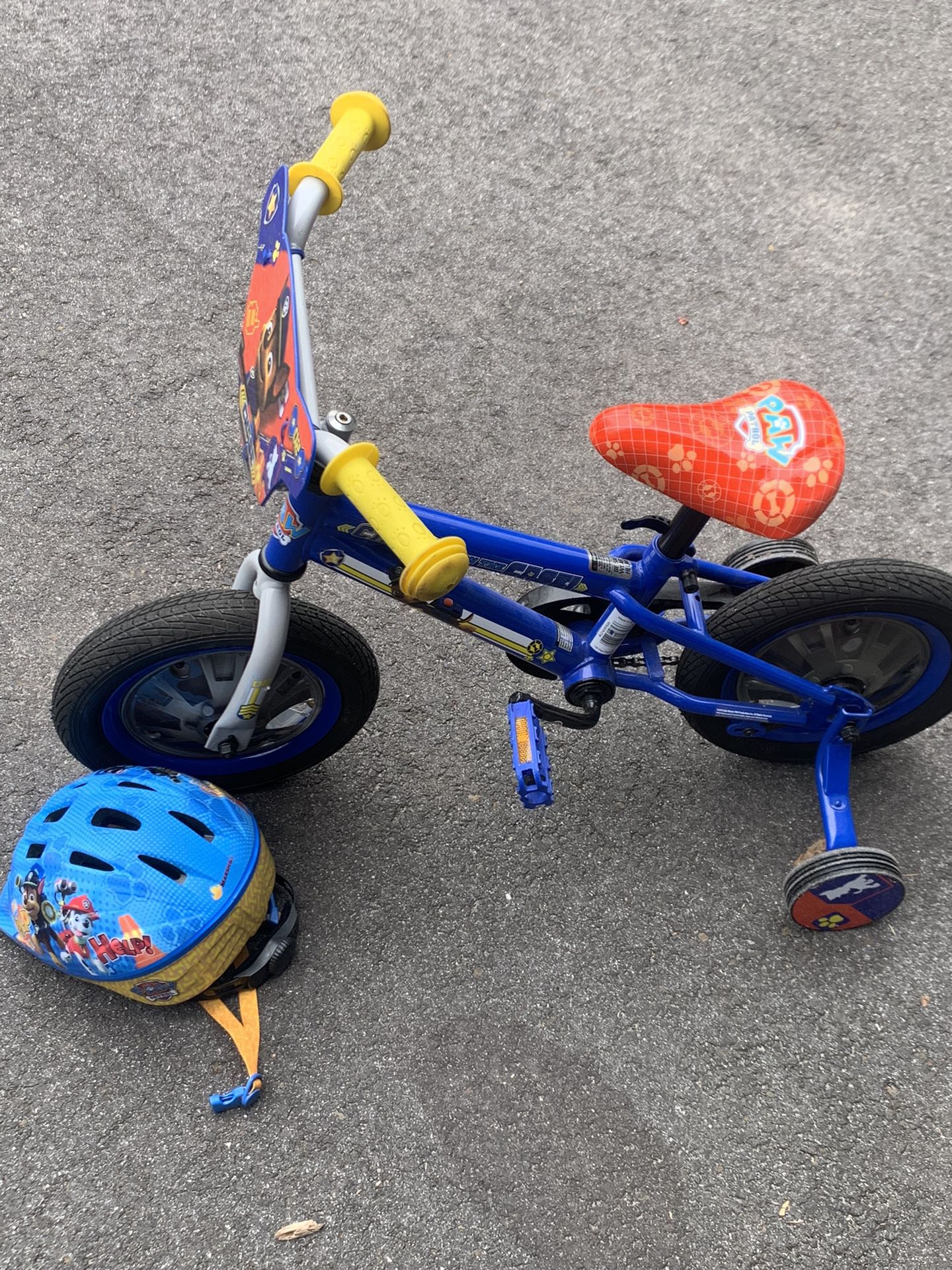 Paw Patrol Toddler Bike W/training Wheels And Helmet 