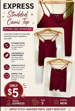 EXPRESS Studded Cami Top – Size S – Brand New – Only $5