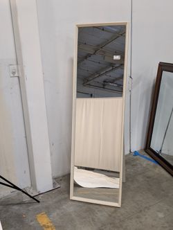 Modern Full-Length Floor Mirror with Light Wood Tone Frame