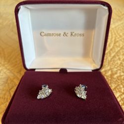 Jackie Kennedy Faux Sapphire Diamond Rhinestone Earrings