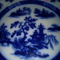 Very Rare 1940s Wedgwood Chapoo Flow Blue 9 1/4" Plate $65 Firm List For $125 To$140