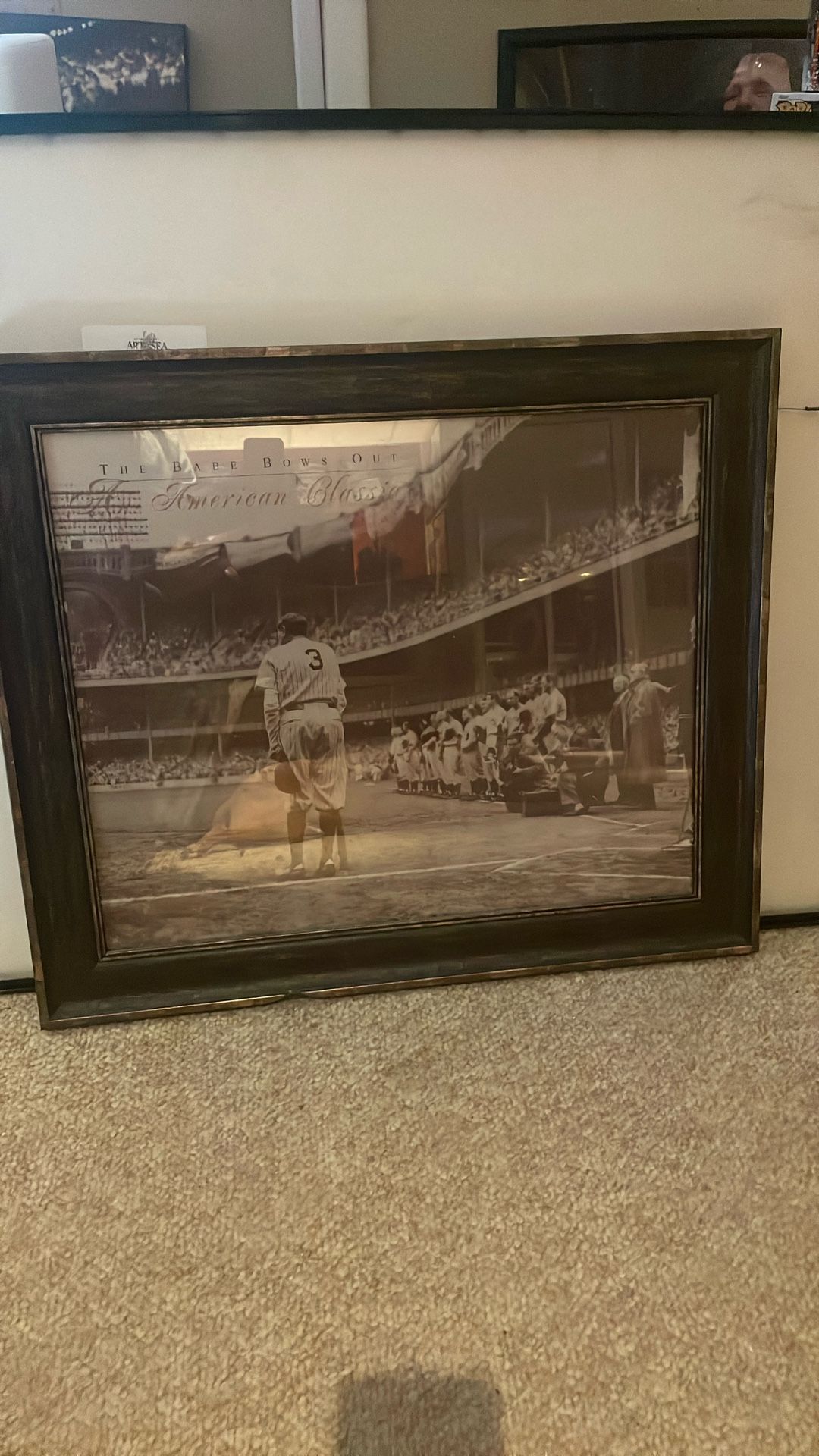 Vintage Framed Baseball Legends Photos ( Babe Ruth And Hank Aaron)