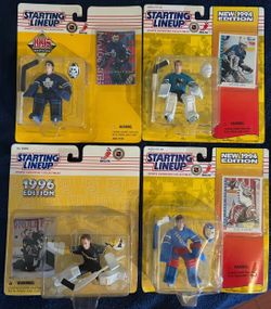 NHL Starting Lineup Goalie Lot – Potvin Richter Barrasso Irbe – 4 Sealed Figures