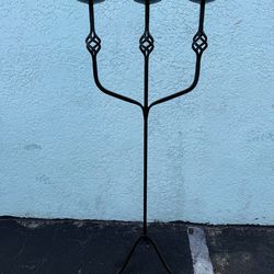 Vintage Wrought Iron Floor Candelabra – 3 Candle Holder