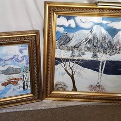 👀 Winter Scenes Art in Matching Frames by Artist C. Furlong!