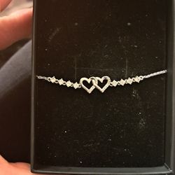 Silver Souble Heart Bracelet 
