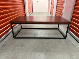 Modern Wood & Black Metal Coffee Table – Like New