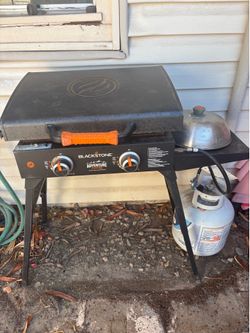 Blackstone Adventure two burner grill with tank and accessories
