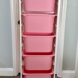 IKEA TROFAST Storage Tower w/ Pink bins