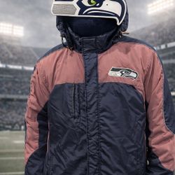 Title: Vintage Seattle Seahawks Puffer Jacket – Rare Colorway – Perfect for Playoff & Super Bowl Season